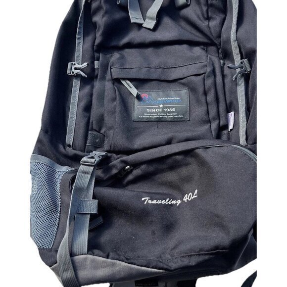 Mountain Top Other - New Moutaintop Outdoor Adventure Travel 40L Backpack Black Gray with Rain Sheild